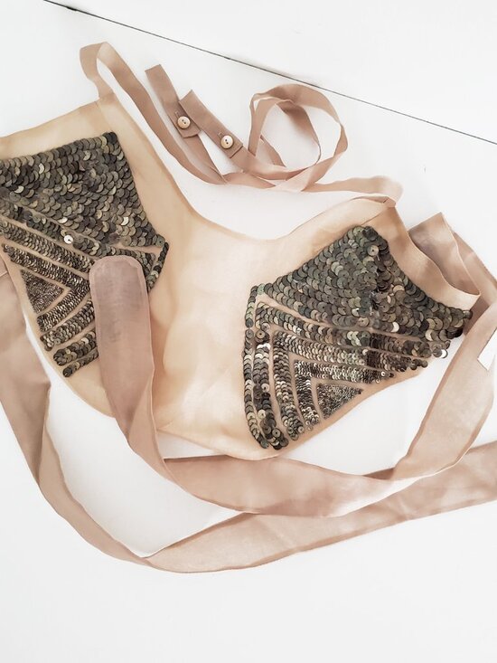 Shelly Steffee Metal Sequin Organza Bib Accessory NEW. One Size main image 6